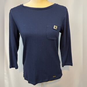 Ellen Tracy Blue 3/4 Sleeve Blouse Medium